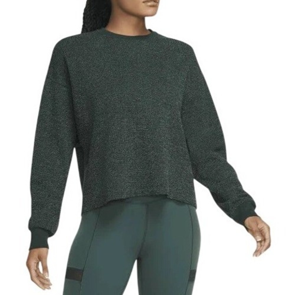Nike Yoga‎ Luxe Athletic Ribbed Top Womens XL Green Crewneck Gym Performance